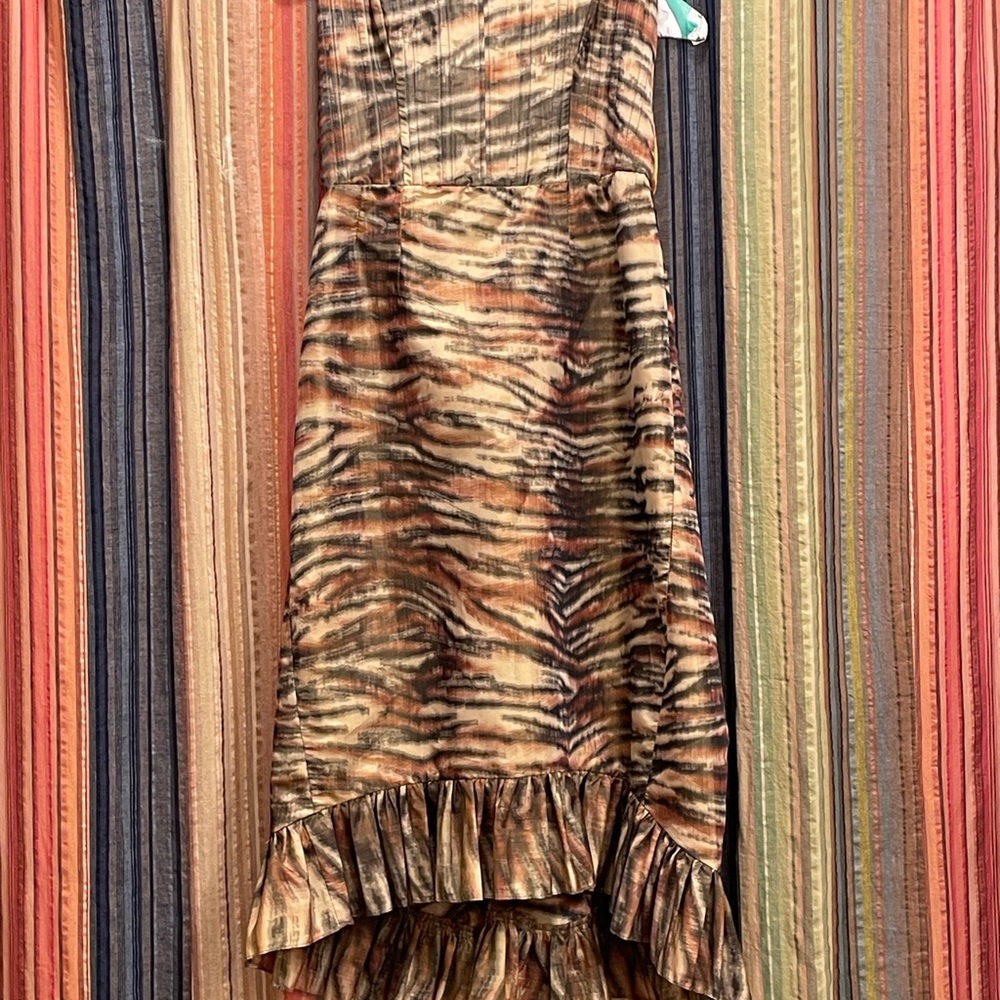 Vintage Strapless Betsey Johnson Tiger Stripe Corset Style Dress